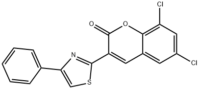 6,8-dichloro-3-(4-phenyl-1,3-thiazol-2-yl)-2H-chromen-2-one 化学構造式