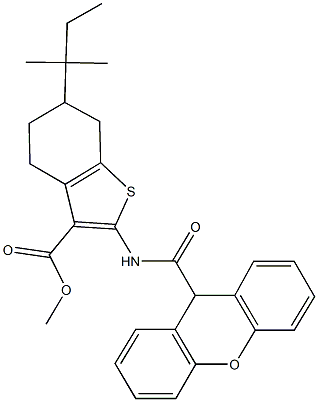 methyl 6-tert-pentyl-2-[(9H-xanthen-9-ylcarbonyl)amino]-4,5,6,7-tetrahydro-1-benzothiophene-3-carboxylate Structure