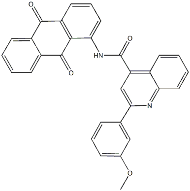 N-(9,10-dioxo-9,10-dihydro-1-anthracenyl)-2-(3-methoxyphenyl)-4-quinolinecarboxamide Struktur
