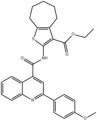 ethyl 2-({[2-(4-methoxyphenyl)-4-quinolinyl]carbonyl}amino)-5,6,7,8-tetrahydro-4H-cyclohepta[b]thiophene-3-carboxylate,313703-31-0,结构式