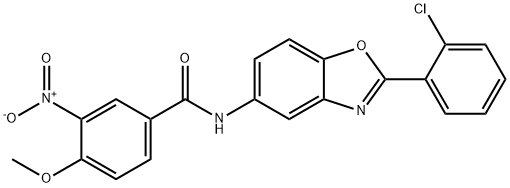 N-[2-(2-chlorophenyl)-1,3-benzoxazol-5-yl]-3-nitro-4-methoxybenzamide 结构式