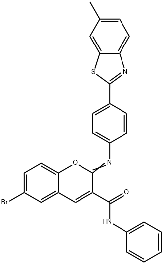 6-bromo-2-{[4-(6-methyl-1,3-benzothiazol-2-yl)phenyl]imino}-N-phenyl-2H-chromene-3-carboxamide Structure