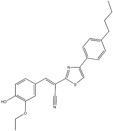 2-[4-(4-butylphenyl)-1,3-thiazol-2-yl]-3-(3-ethoxy-4-hydroxyphenyl)acrylonitrile Structure