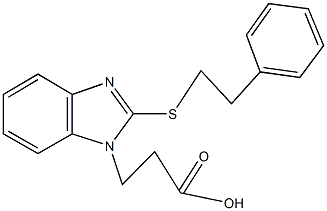 3-{2-[(2-phenylethyl)sulfanyl]-1H-benzimidazol-1-yl}propanoic acid 结构式