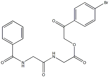 2-(4-bromophenyl)-2-oxoethyl {[(benzoylamino)acetyl]amino}acetate Structure