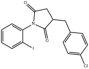 3-(4-chlorobenzyl)-1-(2-iodophenyl)-2,5-pyrrolidinedione 化学構造式