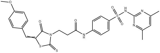 N-(4-{[(4,6-dimethyl-2-pyrimidinyl)amino]sulfonyl}phenyl)-3-[5-(4-methoxybenzylidene)-4-oxo-2-thioxo-1,3-thiazolidin-3-yl]propanamide|