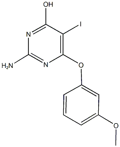 2-amino-5-iodo-6-(3-methoxyphenoxy)-4-pyrimidinol 结构式