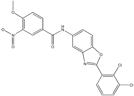 N-[2-(2,3-dichlorophenyl)-1,3-benzoxazol-5-yl]-3-nitro-4-methoxybenzamide,313961-98-7,结构式