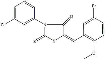 5-(5-bromo-2-methoxybenzylidene)-3-(3-chlorophenyl)-2-thioxo-1,3-thiazolidin-4-one 化学構造式