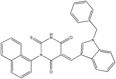 5-[(1-benzyl-1H-indol-3-yl)methylene]-1-(1-naphthyl)-2-thioxodihydro-4,6(1H,5H)-pyrimidinedione 化学構造式