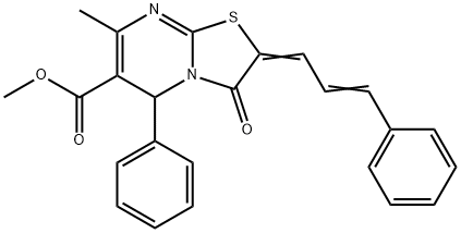 methyl 7-methyl-3-oxo-5-phenyl-2-(3-phenyl-2-propenylidene)-2,3-dihydro-5H-[1,3]thiazolo[3,2-a]pyrimidine-6-carboxylate 结构式