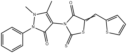 3-(1,5-dimethyl-3-oxo-2-phenyl-2,3-dihydro-1H-pyrazol-4-yl)-5-(2-thienylmethylene)-2-thioxo-1,3-thiazolidin-4-one 结构式