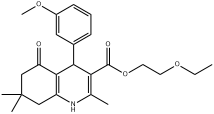 2-ethoxyethyl 4-(3-methoxyphenyl)-2,7,7-trimethyl-5-oxo-1,4,5,6,7,8-hexahydro-3-quinolinecarboxylate Struktur