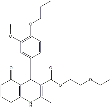 2-ethoxyethyl 4-(3-methoxy-4-propoxyphenyl)-2-methyl-5-oxo-1,4,5,6,7,8-hexahydro-3-quinolinecarboxylate,313967-50-9,结构式