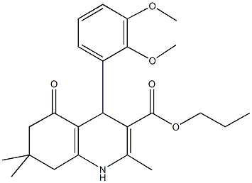 propyl 4-[2,3-bis(methyloxy)phenyl]-2,7,7-trimethyl-5-oxo-1,4,5,6,7,8-hexahydroquinoline-3-carboxylate Structure