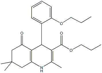 propyl 2,7,7-trimethyl-5-oxo-4-[2-(propyloxy)phenyl]-1,4,5,6,7,8-hexahydroquinoline-3-carboxylate Struktur