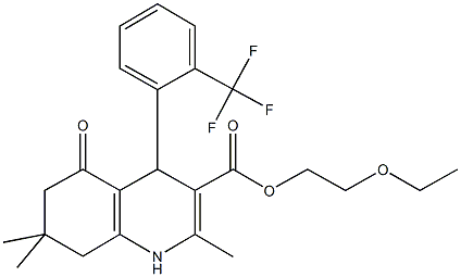 2-ethoxyethyl 2,7,7-trimethyl-5-oxo-4-[2-(trifluoromethyl)phenyl]-1,4,5,6,7,8-hexahydro-3-quinolinecarboxylate Structure