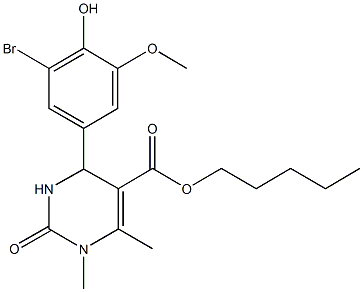 pentyl 4-(3-bromo-4-hydroxy-5-methoxyphenyl)-1,6-dimethyl-2-oxo-1,2,3,4-tetrahydro-5-pyrimidinecarboxylate,313967-81-6,结构式
