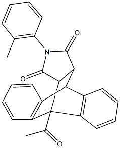1-acetyl-17-(2-methylphenyl)-17-azapentacyclo[6.6.5.0~2,7~.0~9,14~.0~15,19~]nonadeca-2,4,6,9,11,13-hexaene-16,18-dione 化学構造式