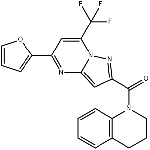 1-{[5-(2-furyl)-7-(trifluoromethyl)pyrazolo[1,5-a]pyrimidin-2-yl]carbonyl}-1,2,3,4-tetrahydroquinoline,313968-73-9,结构式