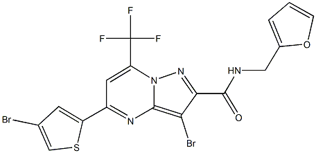 3-bromo-5-(4-bromo-2-thienyl)-N-(2-furylmethyl)-7-(trifluoromethyl)pyrazolo[1,5-a]pyrimidine-2-carboxamide Struktur