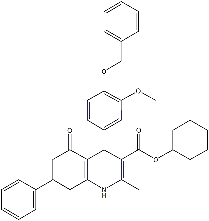 cyclohexyl 4-[4-(benzyloxy)-3-methoxyphenyl]-2-methyl-5-oxo-7-phenyl-1,4,5,6,7,8-hexahydro-3-quinolinecarboxylate Structure