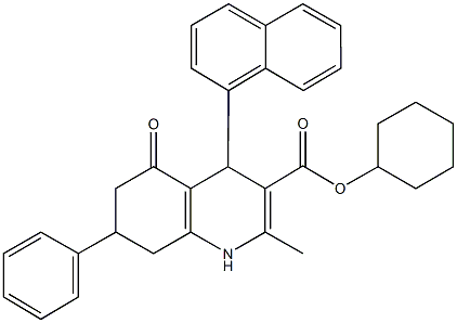 cyclohexyl 2-methyl-4-(1-naphthyl)-5-oxo-7-phenyl-1,4,5,6,7,8-hexahydroquinoline-3-carboxylate Structure