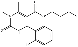 butyl 4-(2-iodophenyl)-1,6-dimethyl-2-oxo-1,2,3,4-tetrahydro-5-pyrimidinecarboxylate Struktur