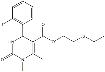 2-(ethylsulfanyl)ethyl 4-(2-iodophenyl)-1,6-dimethyl-2-oxo-1,2,3,4-tetrahydro-5-pyrimidinecarboxylate Structure