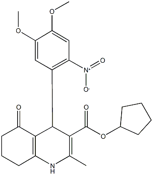 cyclopentyl 4-{2-nitro-4,5-dimethoxyphenyl}-2-methyl-5-oxo-1,4,5,6,7,8-hexahydro-3-quinolinecarboxylate Structure