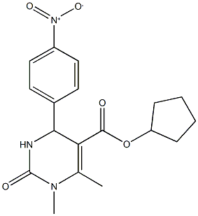 cyclopentyl 4-{4-nitrophenyl}-1,6-dimethyl-2-oxo-1,2,3,4-tetrahydropyrimidine-5-carboxylate,313970-35-3,结构式