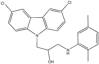1-(3,6-dichloro-9H-carbazol-9-yl)-3-(2,5-dimethylanilino)-2-propanol Struktur
