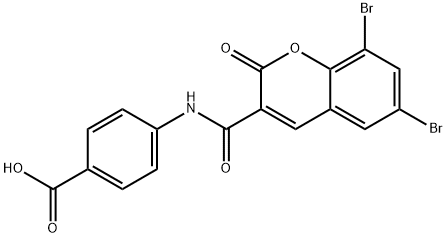 4-{[(6,8-dibromo-2-oxo-2H-chromen-3-yl)carbonyl]amino}benzoic acid Structure