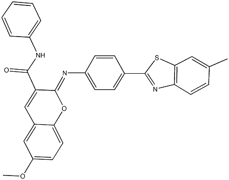 6-methoxy-2-{[4-(6-methyl-1,3-benzothiazol-2-yl)phenyl]imino}-N-phenyl-2H-chromene-3-carboxamide Struktur