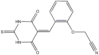 {2-[(4,6-dioxo-2-thioxotetrahydro-5(2H)-pyrimidinylidene)methyl]phenoxy}acetonitrile Structure