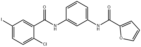 N-{3-[(2-chloro-5-iodobenzoyl)amino]phenyl}-2-furamide Struktur