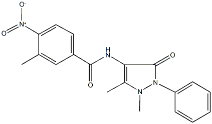 N-(1,5-dimethyl-3-oxo-2-phenyl-2,3-dihydro-1H-pyrazol-4-yl)-4-nitro-3-methylbenzamide Struktur