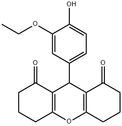 9-(3-ethoxy-4-hydroxyphenyl)-3,4,5,6,7,9-hexahydro-1H-xanthene-1,8(2H)-dione 化学構造式