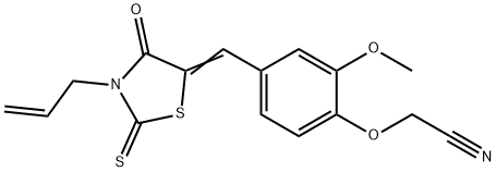 {4-[(3-allyl-4-oxo-2-thioxo-1,3-thiazolidin-5-ylidene)methyl]-2-methoxyphenoxy}acetonitrile,313984-58-6,结构式