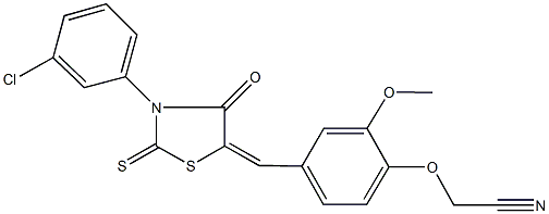 (4-{[3-(3-chlorophenyl)-4-oxo-2-thioxo-1,3-thiazolidin-5-ylidene]methyl}-2-methoxyphenoxy)acetonitrile Structure