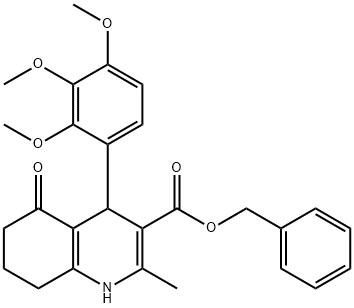 phenylmethyl 2-methyl-5-oxo-4-[2,3,4-tris(methyloxy)phenyl]-1,4,5,6,7,8-hexahydroquinoline-3-carboxylate,313986-06-0,结构式