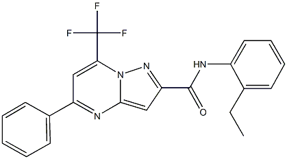 N-(2-ethylphenyl)-5-phenyl-7-(trifluoromethyl)pyrazolo[1,5-a]pyrimidine-2-carboxamide 化学構造式