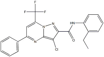 3-chloro-N-(2-ethylphenyl)-5-phenyl-7-(trifluoromethyl)pyrazolo[1,5-a]pyrimidine-2-carboxamide 结构式