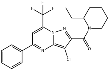 3-chloro-2-[(2-ethyl-1-piperidinyl)carbonyl]-5-phenyl-7-(trifluoromethyl)pyrazolo[1,5-a]pyrimidine Structure