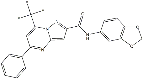 N-(1,3-benzodioxol-5-yl)-5-phenyl-7-(trifluoromethyl)pyrazolo[1,5-a]pyrimidine-2-carboxamide,313987-32-5,结构式