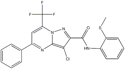3-chloro-N-[2-(methylsulfanyl)phenyl]-5-phenyl-7-(trifluoromethyl)pyrazolo[1,5-a]pyrimidine-2-carboxamide,313987-43-8,结构式