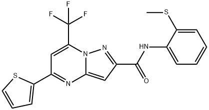 N-[2-(methylsulfanyl)phenyl]-5-(2-thienyl)-7-(trifluoromethyl)pyrazolo[1,5-a]pyrimidine-2-carboxamide 结构式