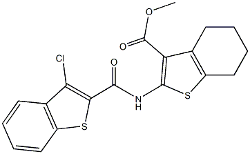 methyl 2-{[(3-chloro-1-benzothien-2-yl)carbonyl]amino}-4,5,6,7-tetrahydro-1-benzothiophene-3-carboxylate Struktur