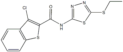 3-chloro-N-[5-(ethylsulfanyl)-1,3,4-thiadiazol-2-yl]-1-benzothiophene-2-carboxamide 结构式